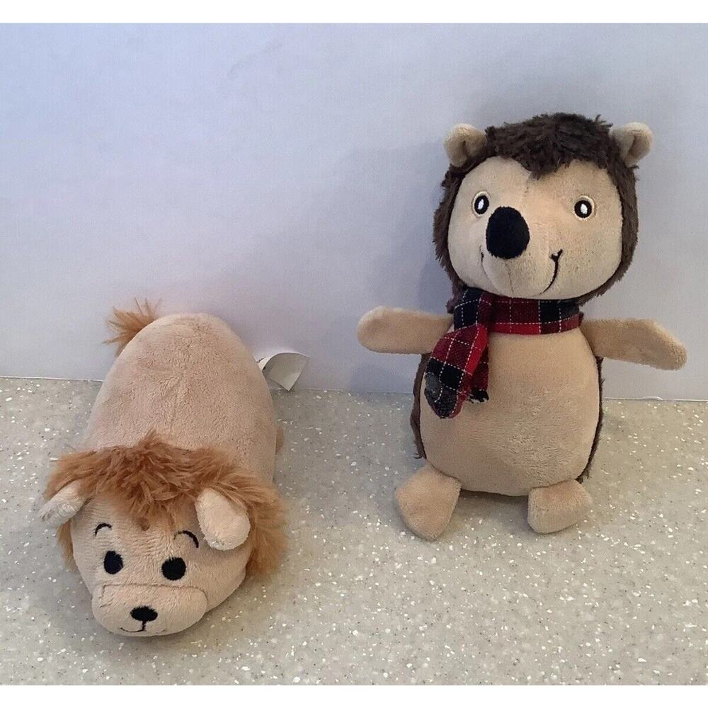 2 Stuffed Animals 1 Holiday Time Hedgehog Plush And 1 MGS Lion Plush Soft Toys